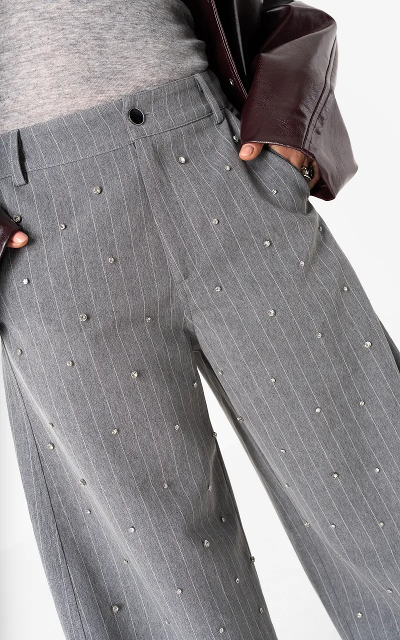 Rhinestone wide leg trousers Grey Silver