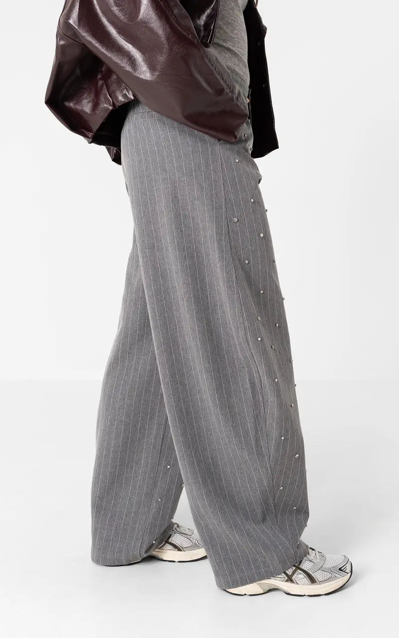 Rhinestone wide leg trousers Grey Silver