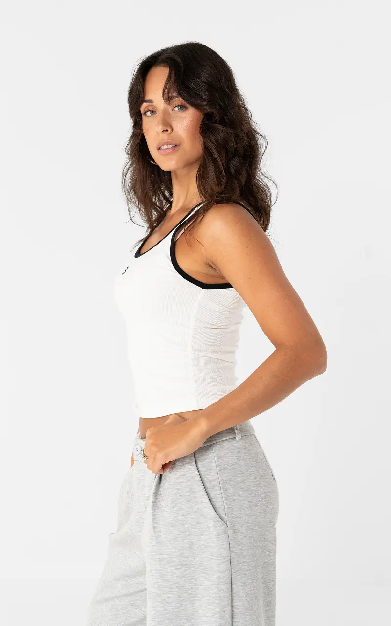Rib Tank Top White Black