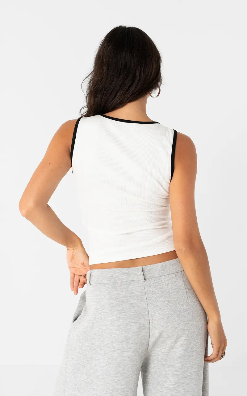 Rib Tank Top White Black