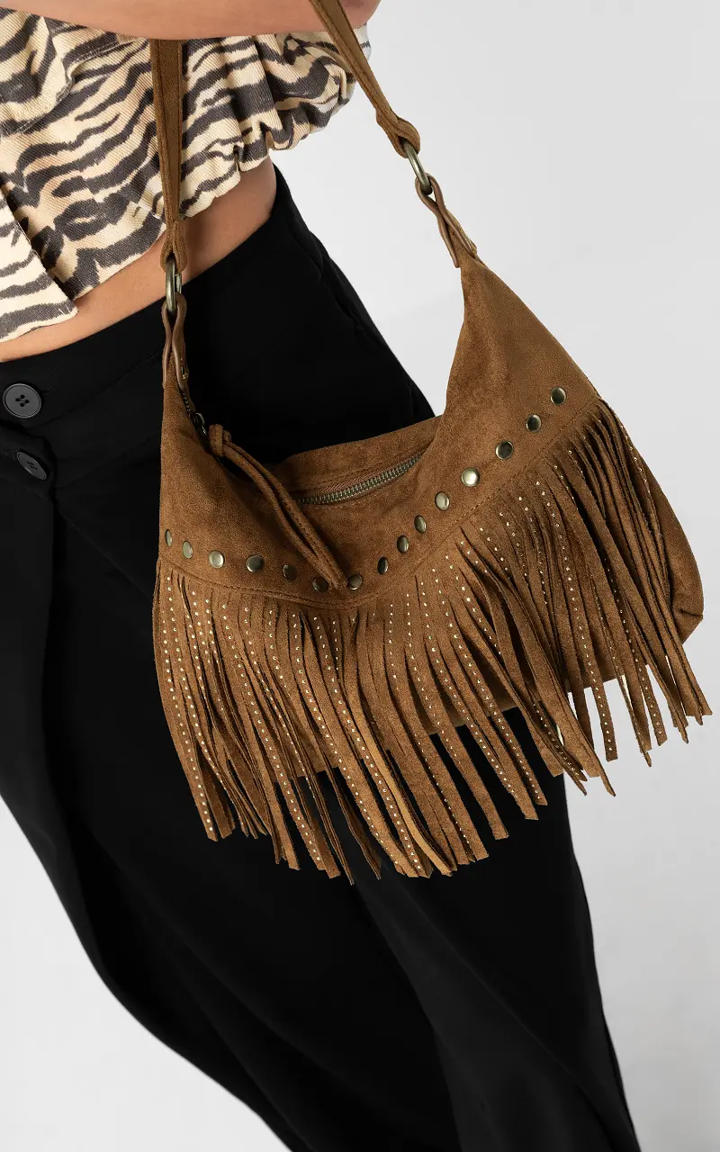 Tasche mit Fransen Camel
