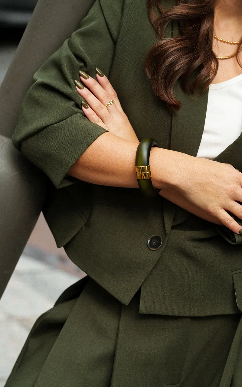 Statement bracelet Dark Green Gold