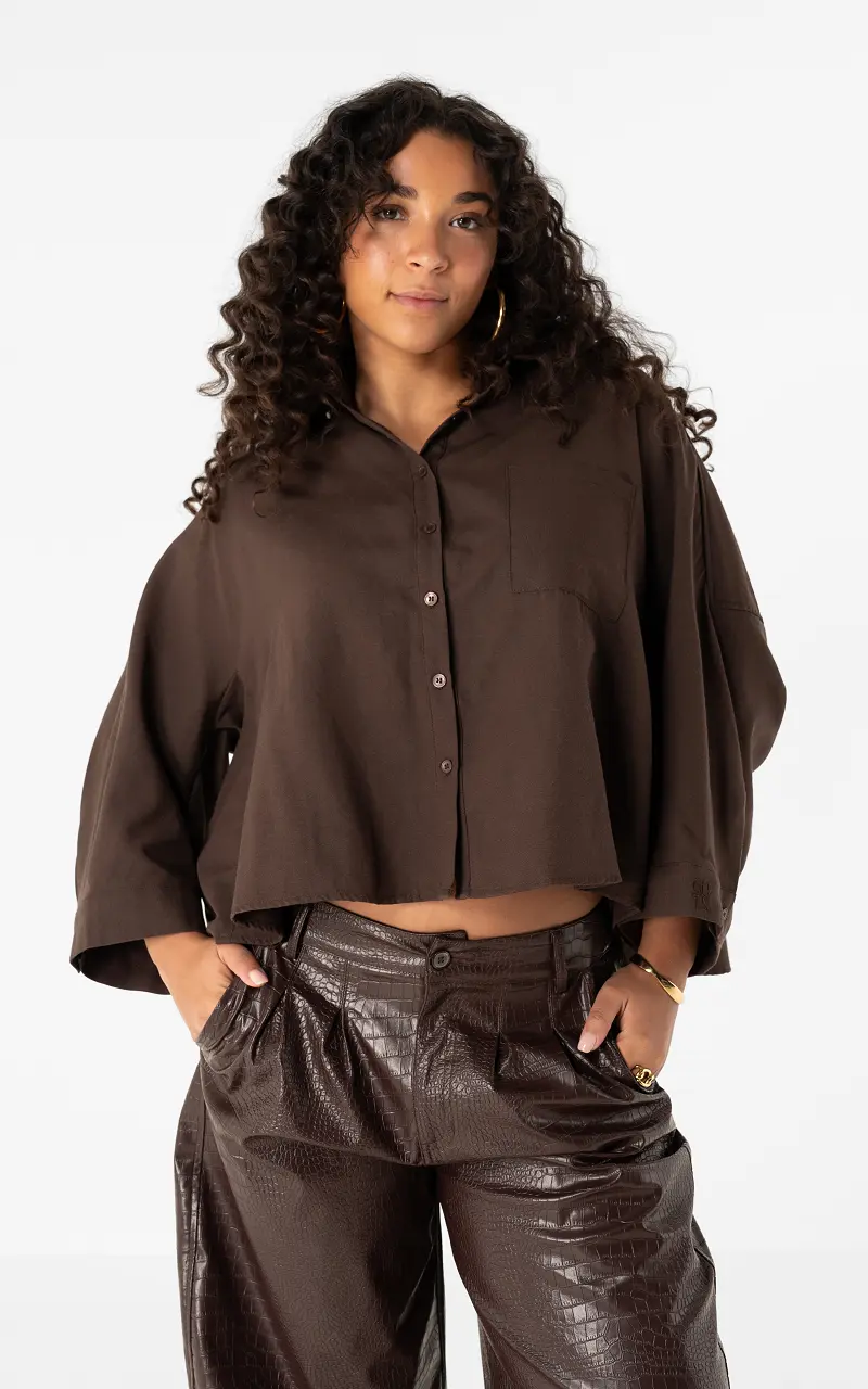 Blouse with wide sleeve Brown