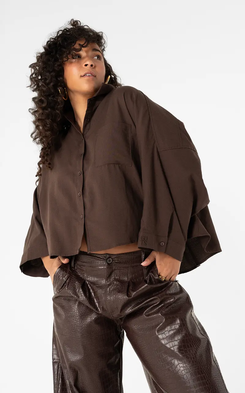 Blouse with wide sleeve Brown