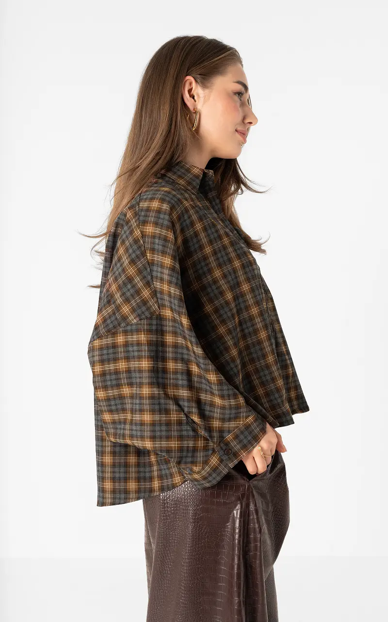 Checked blouse Blue Brown