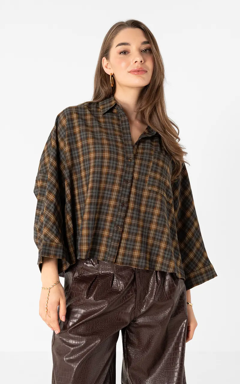 Checked blouse Blue Brown