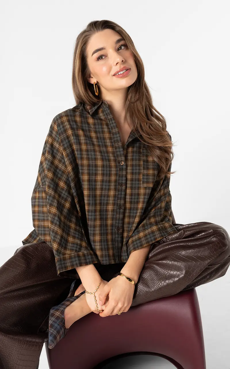 Checked blouse Blue Brown