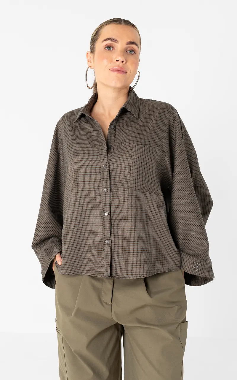 Blouse with wide sleeve Grey Brown