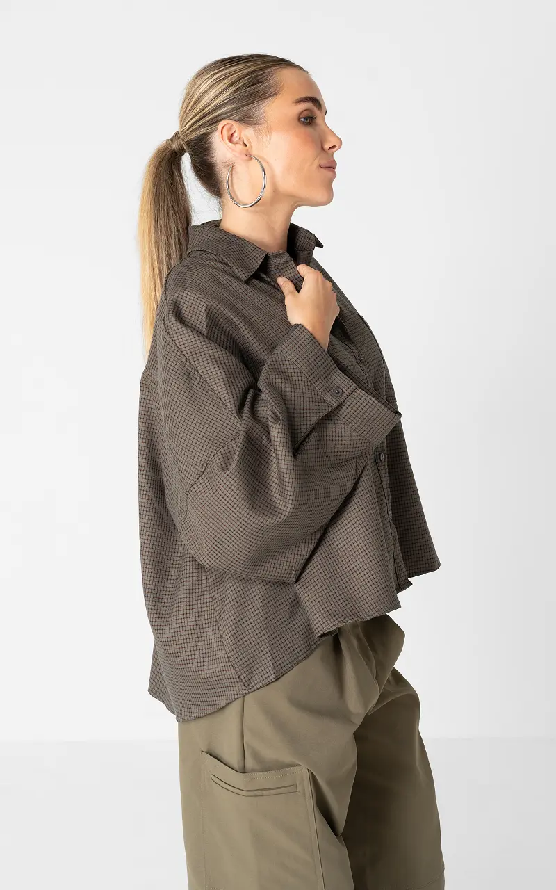 Blouse with wide sleeve Grey Brown