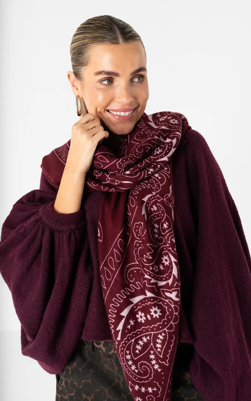 Großer Paisley-Schal Bordeaux Hellrosa