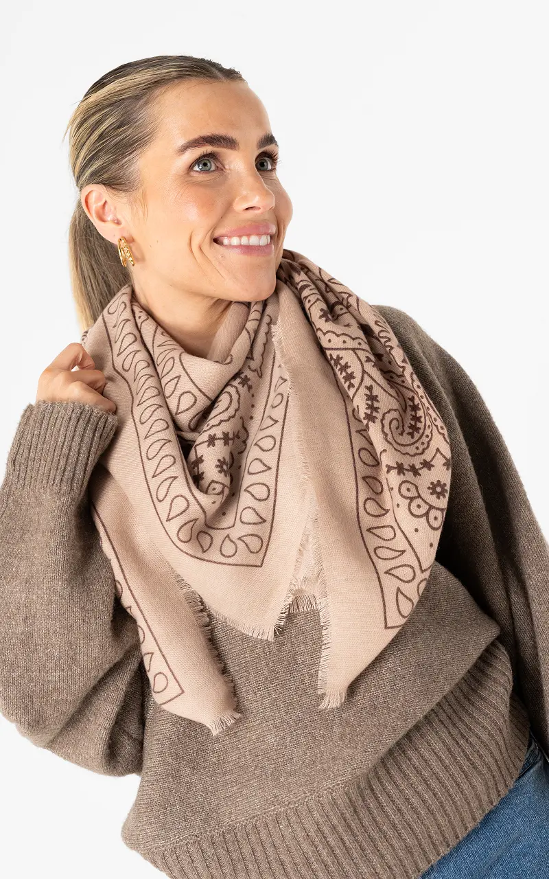 Großer Paisley-Schal Taupe Dunkelbraun