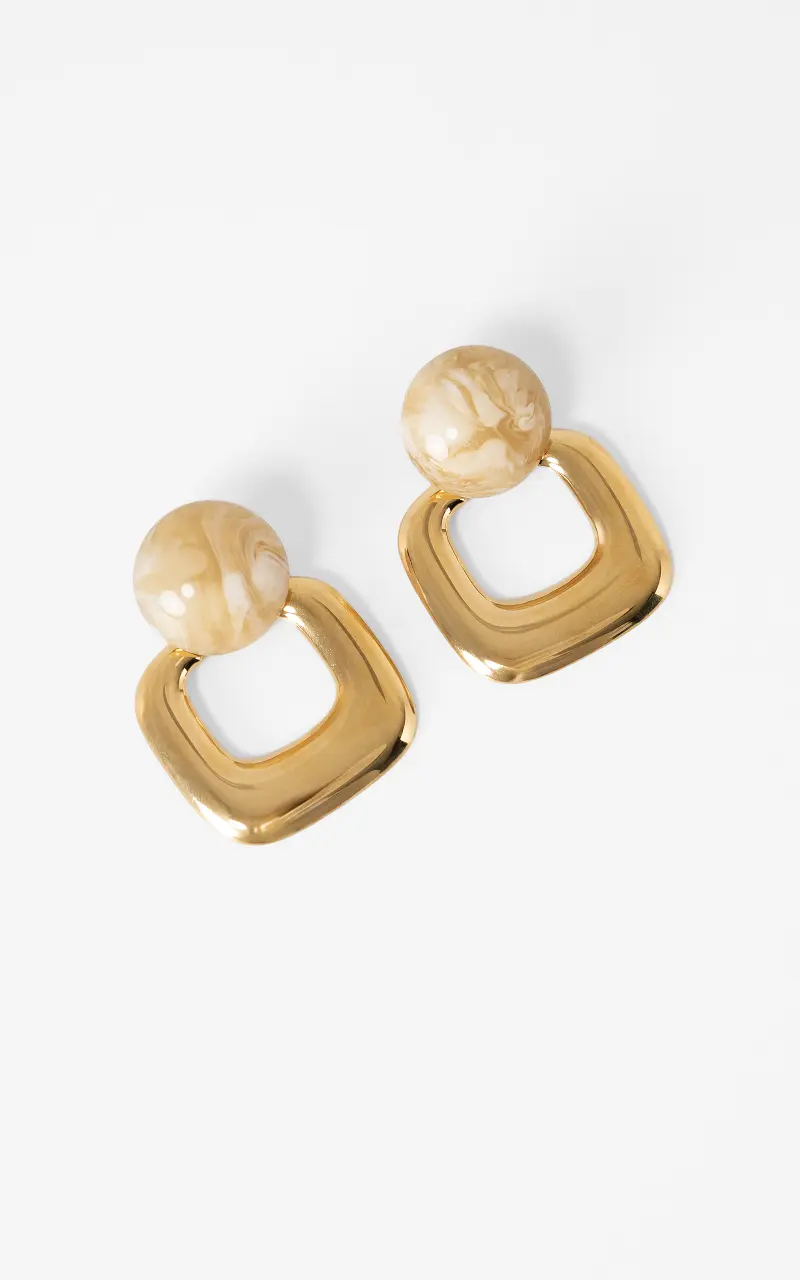 Marbled drop earrings Beige Gold