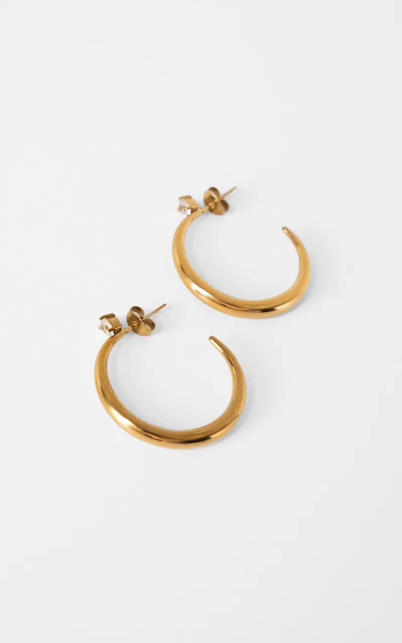 Hoops with stone Gold