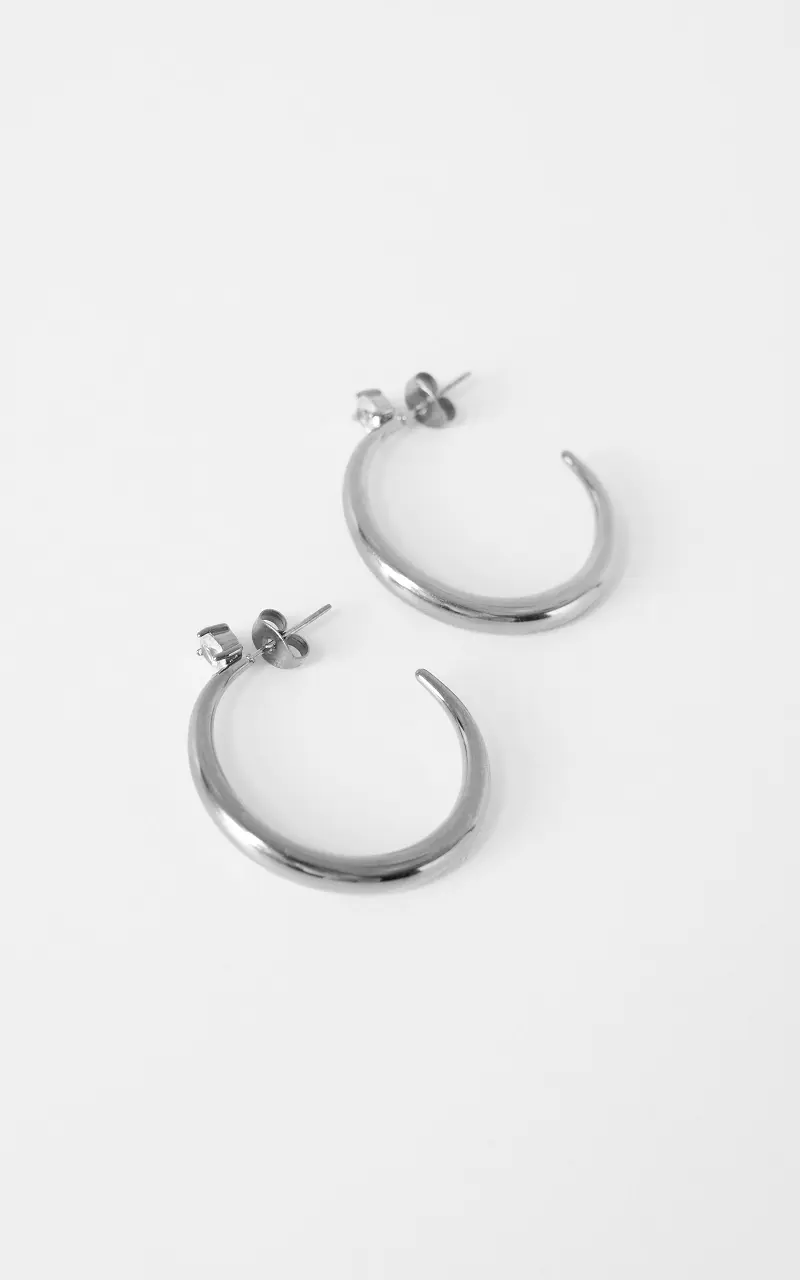 Hoops with stone Silver