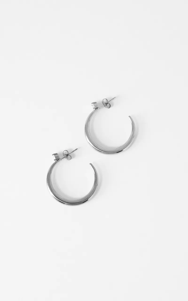 Hoops with stone Silver