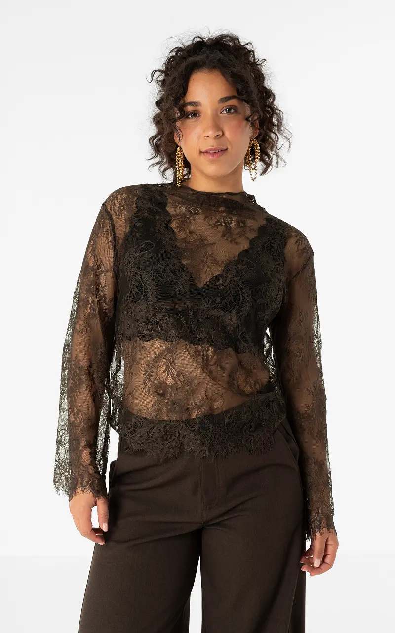 Wide lace top Dark Brown