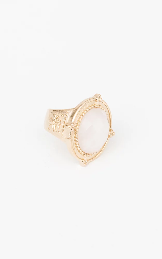 Gouden ring met gekleurde steen Lichtroze Goud