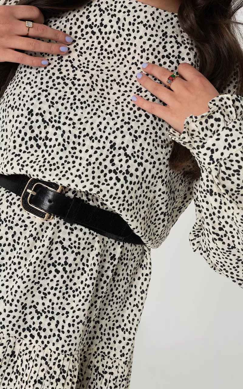 Jurk met ruffles Zwart Creme