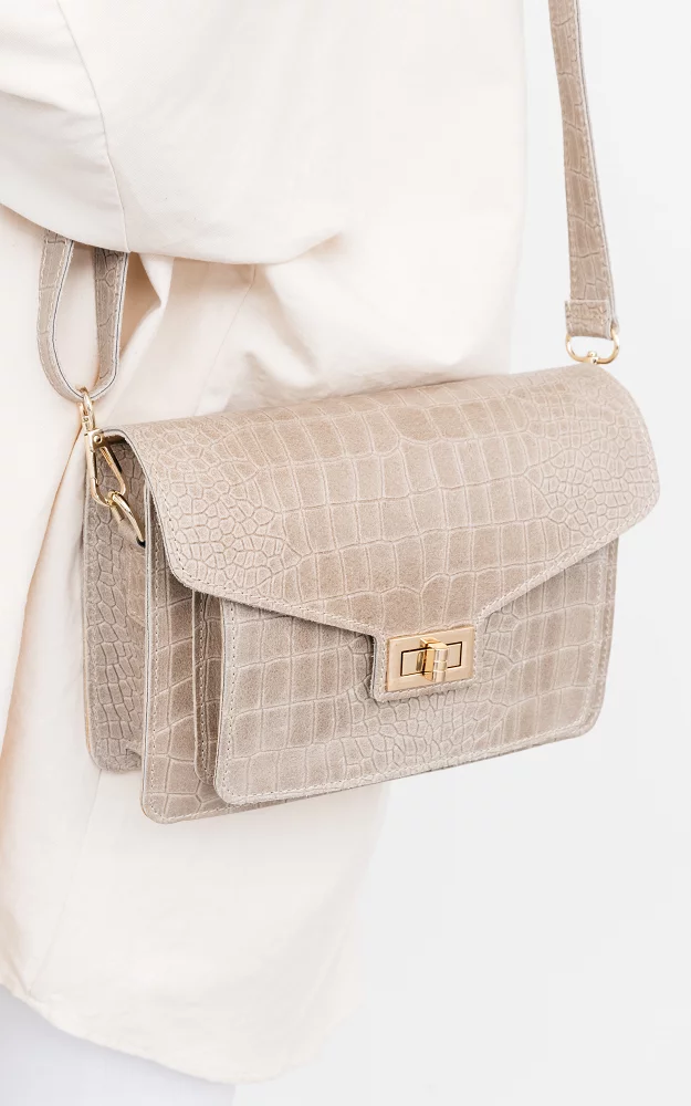 Leather bag with gold-coated details Beige