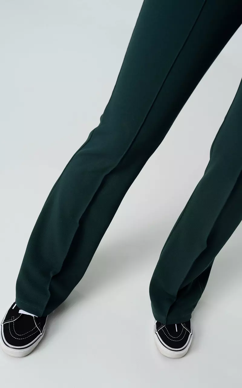 High-waist, flared trousers - Dark Green