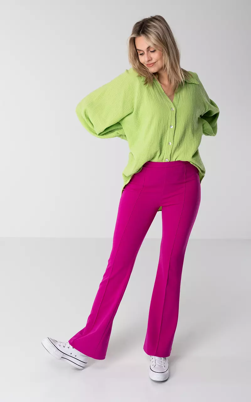 High-waist, flared trousers - Fuchsia