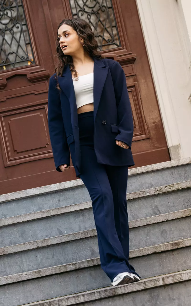 High-waist, flared trousers Dark Blue