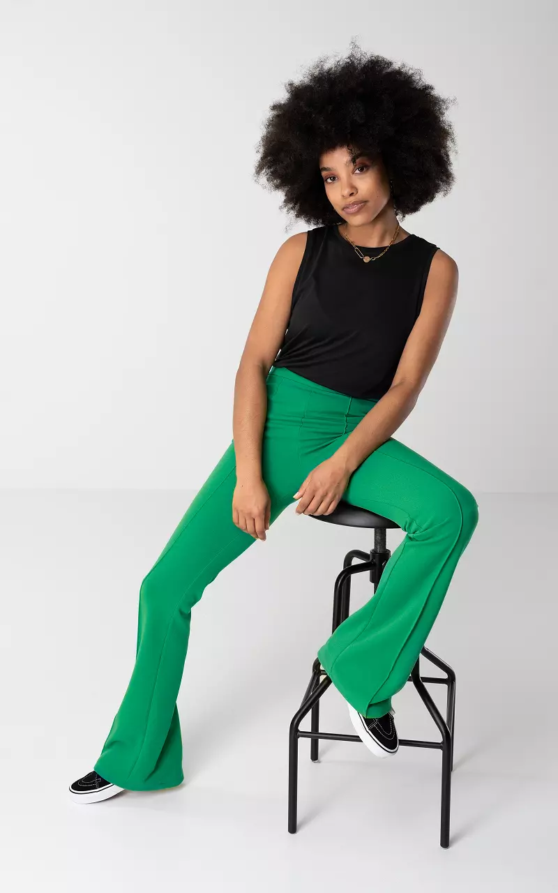 Sutton - Green High Waisted Wide Leg Trousers – Miss G Couture