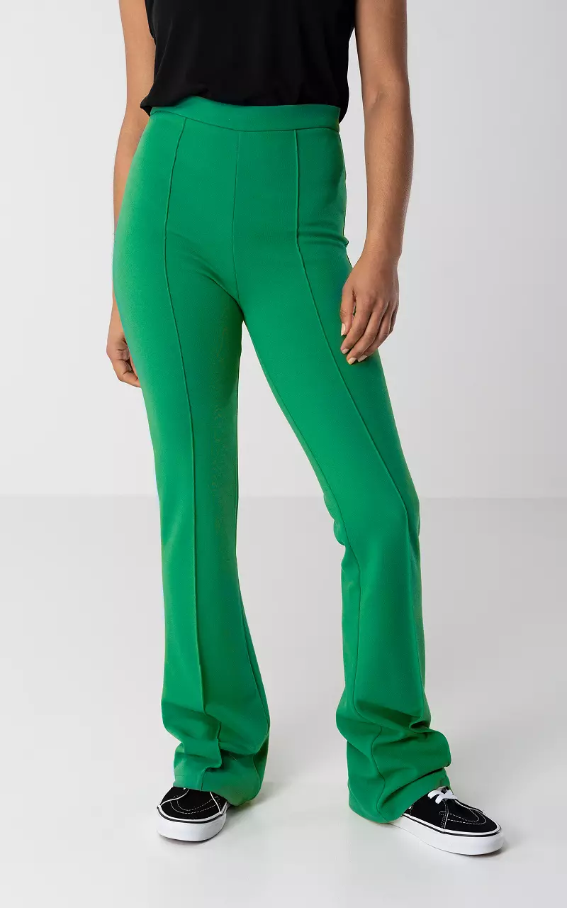 High-waist, flared trousers - Green