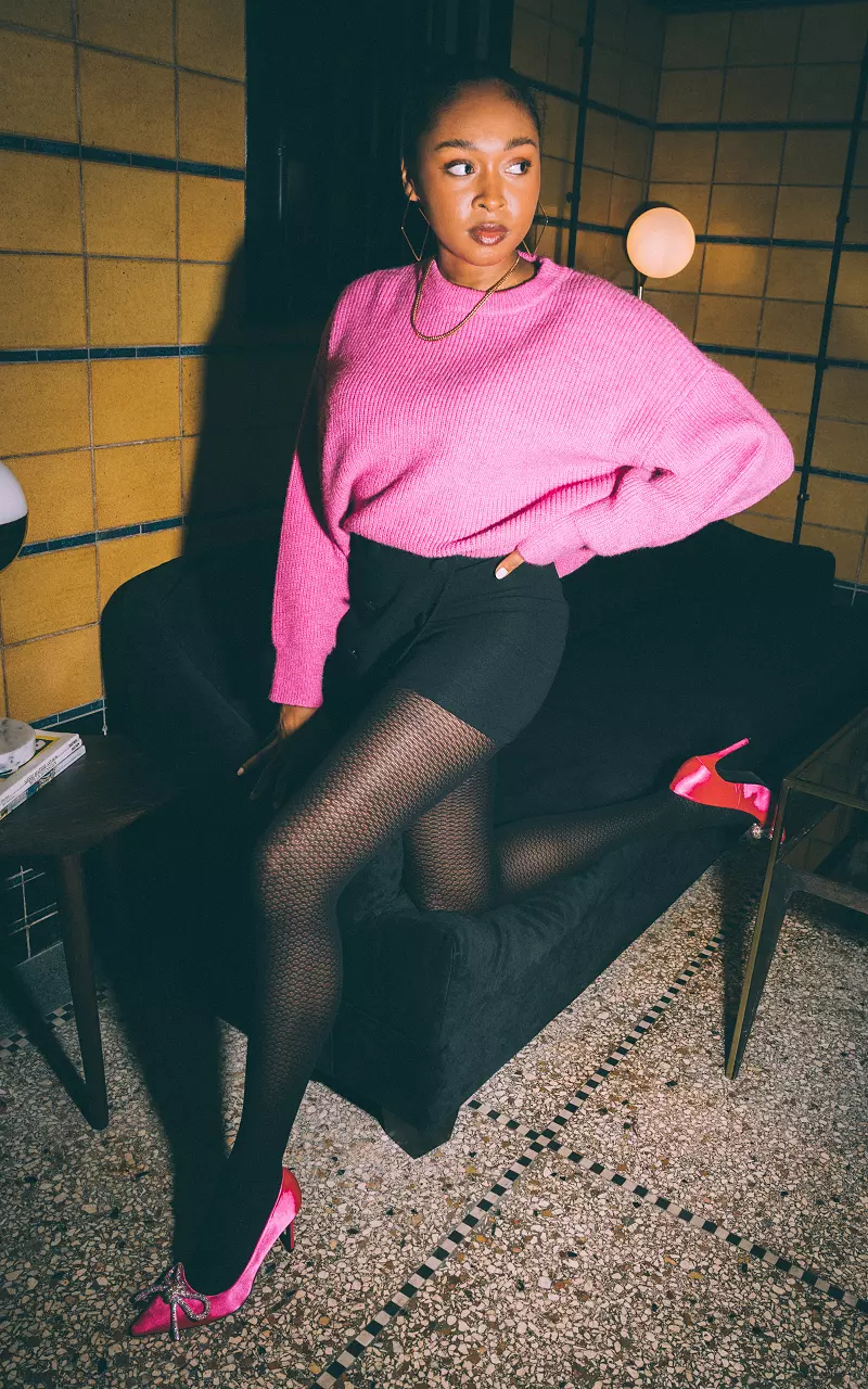 Pink and shop black tights