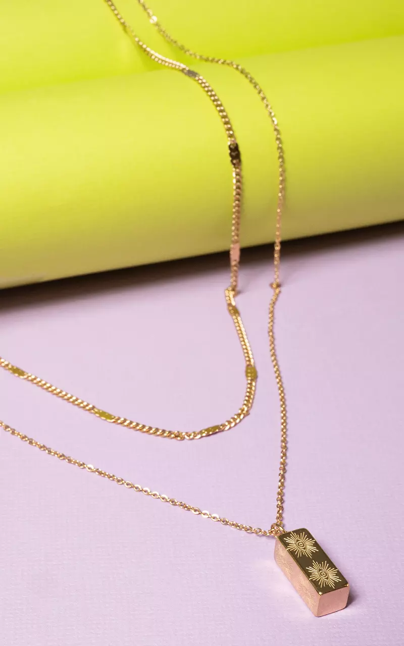 Stainless steel two-layer necklace Gold