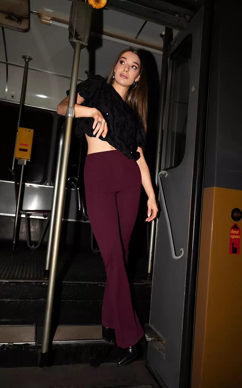 High-waist, flared trousers Bordeaux
