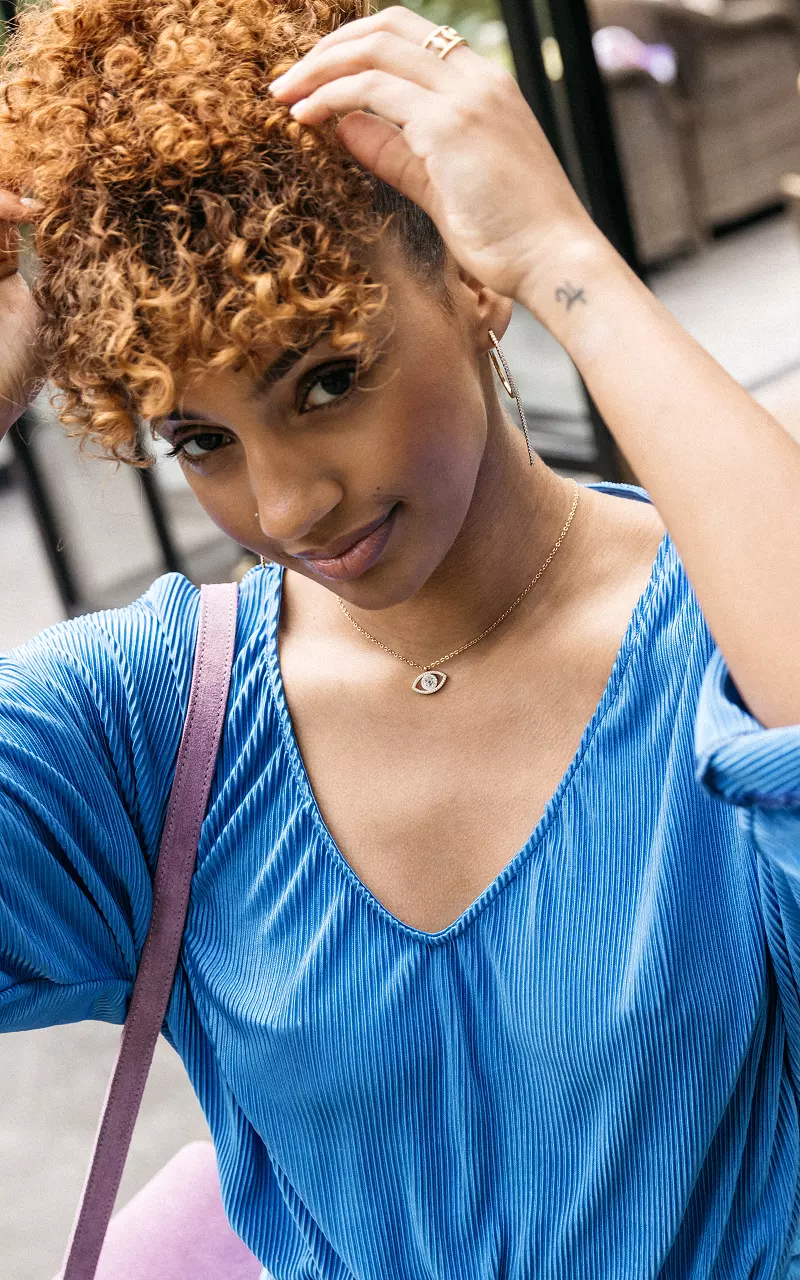 Verstelbare ketting met een hanger Goud Lichtblauw