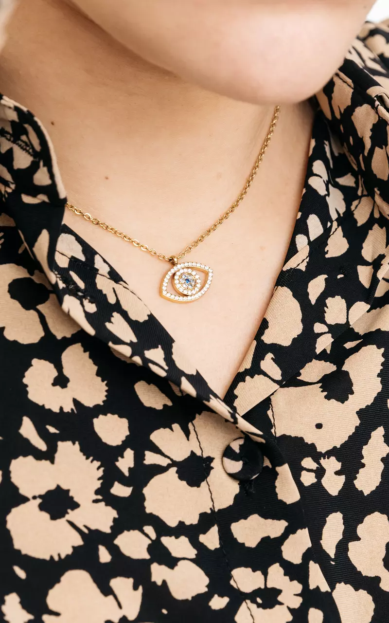 Verstelbare ketting met een hanger Goud Lichtblauw