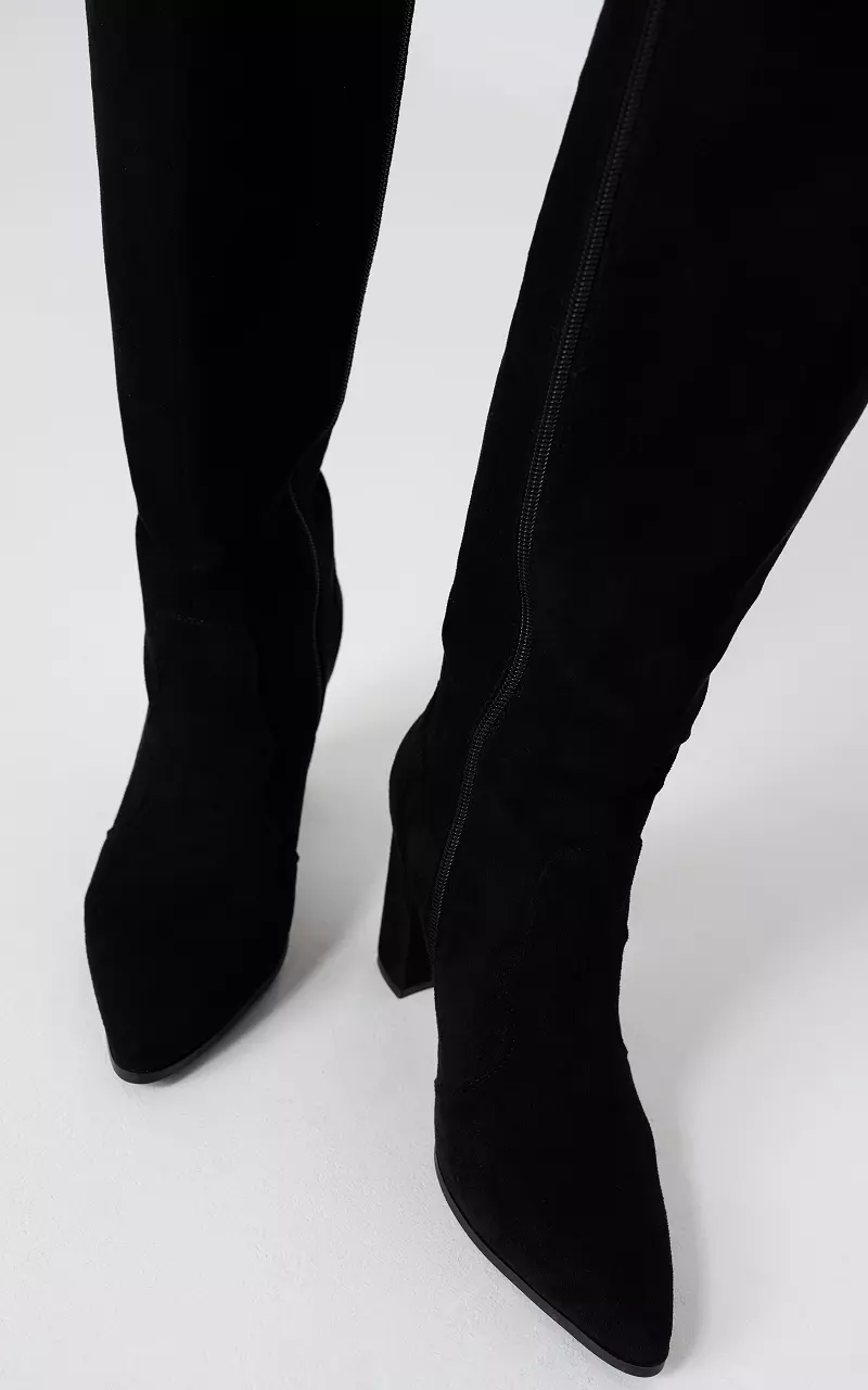 Hoge laars met suède look Zwart
