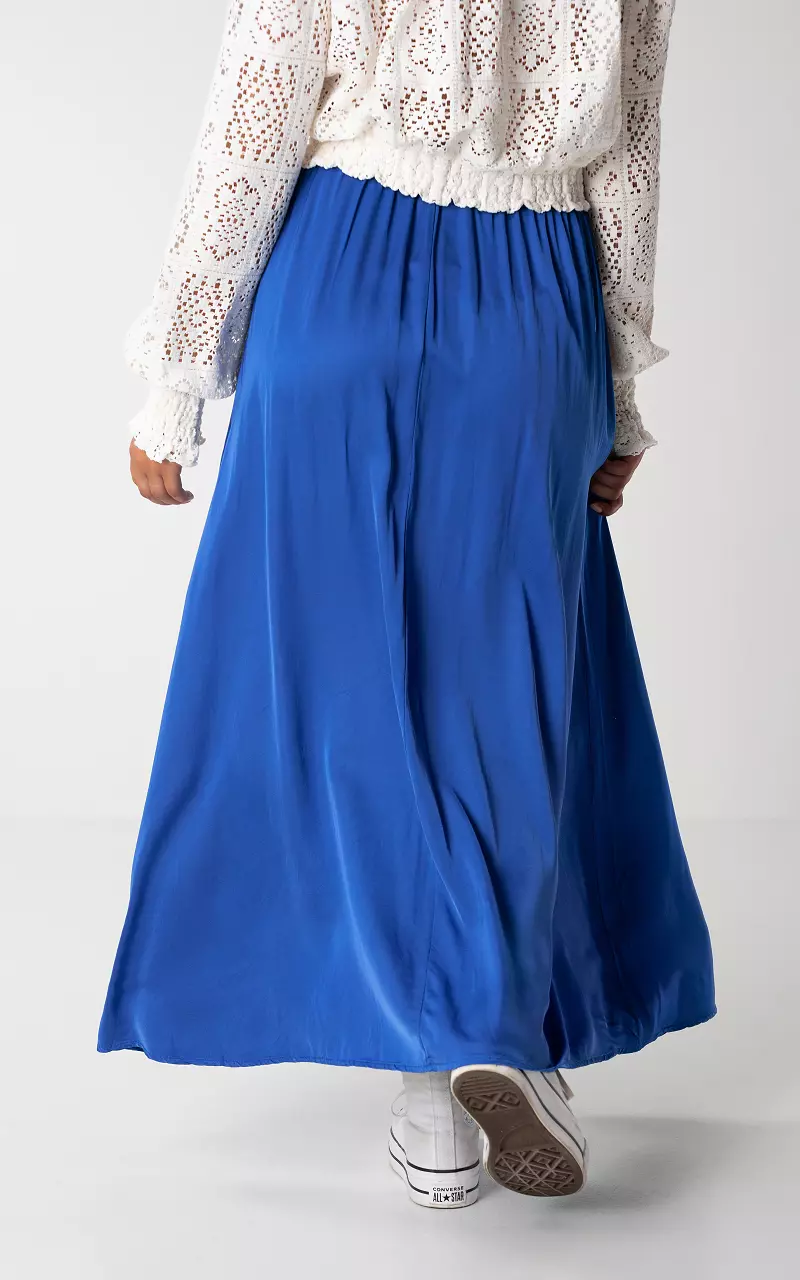 Navy Blue Cotton Gauze Ruffle Tiered Maxi Skirt– PinkBlush