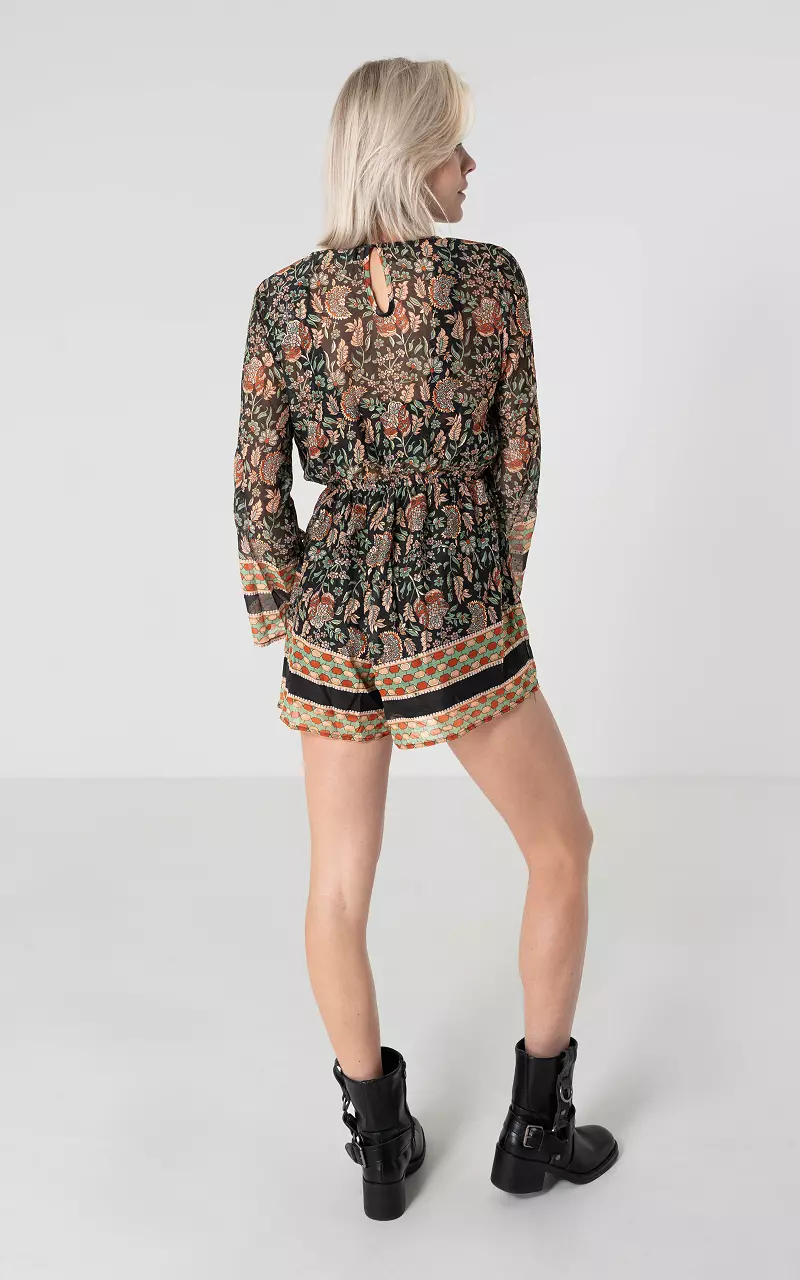 Jumpsuit met uitlopende mouwen Zwart Groen