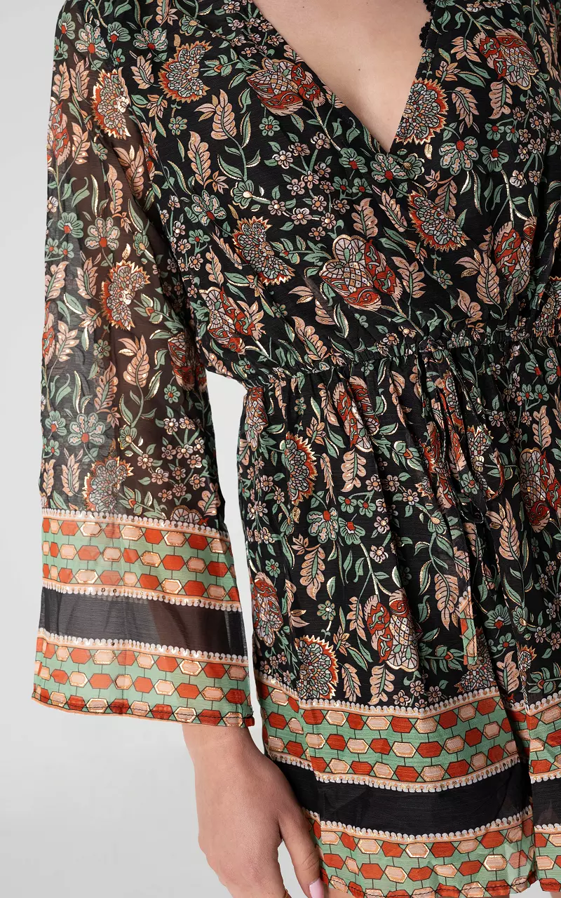 Jumpsuit met uitlopende mouwen Zwart Groen