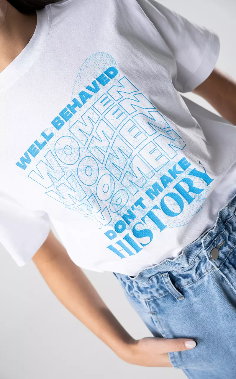 T-Shirt mit Print Weiß Blau
