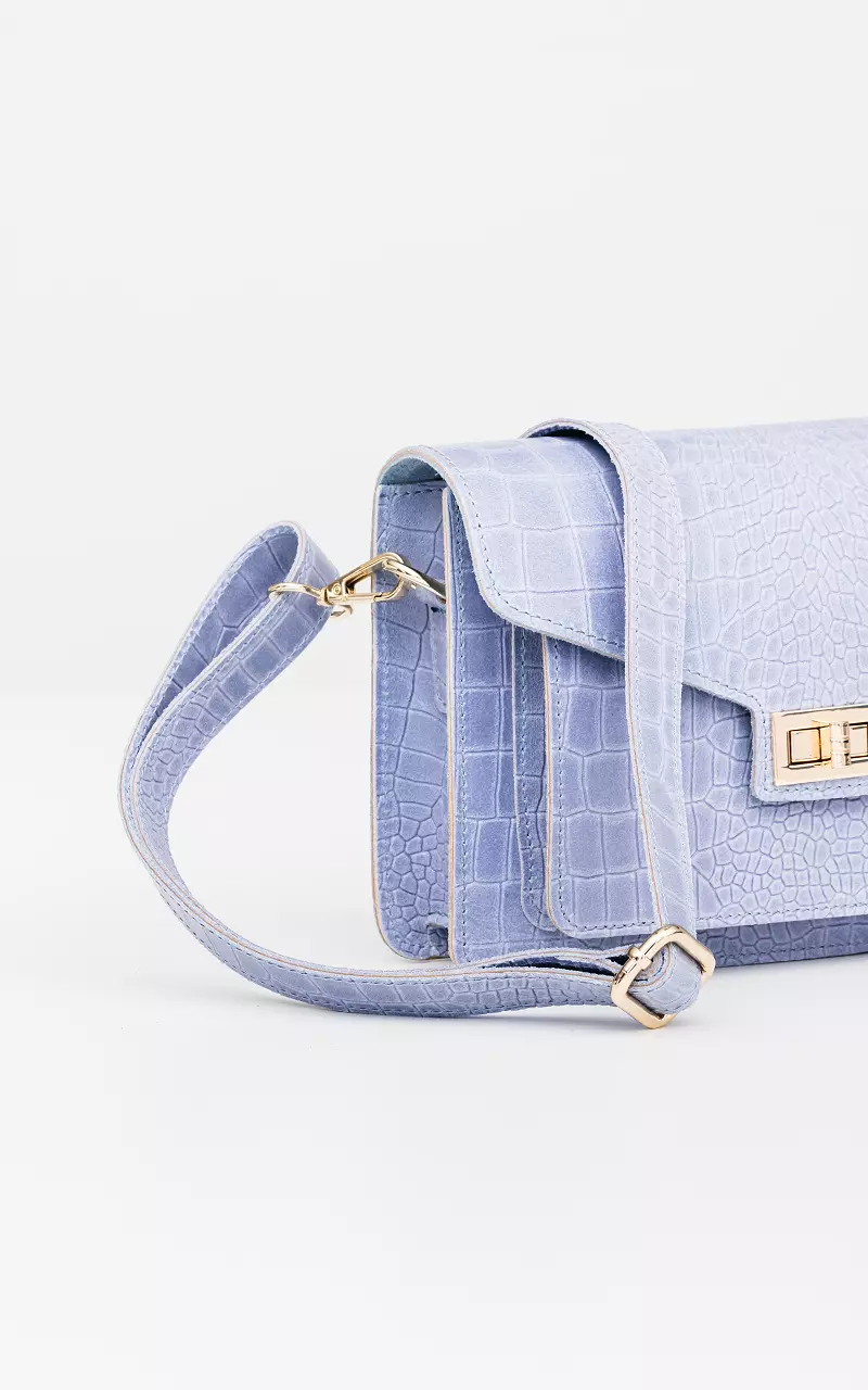 Leren tas met goudkleurige details Blauw Guts Gusto