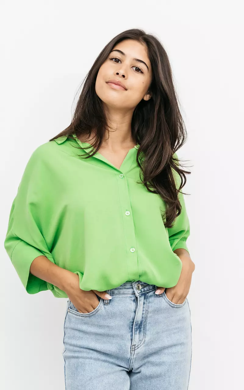 Oversized blouse with buttons Light Green