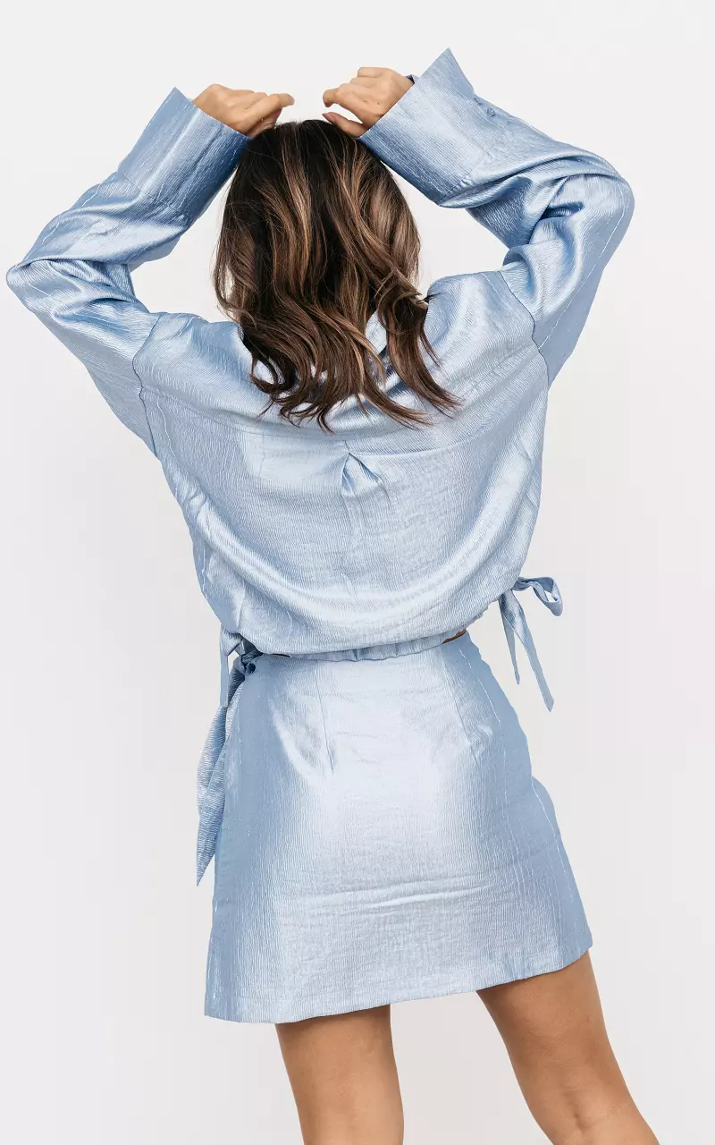 Wrap-skirt Shirt Dress - Light blue - Ladies