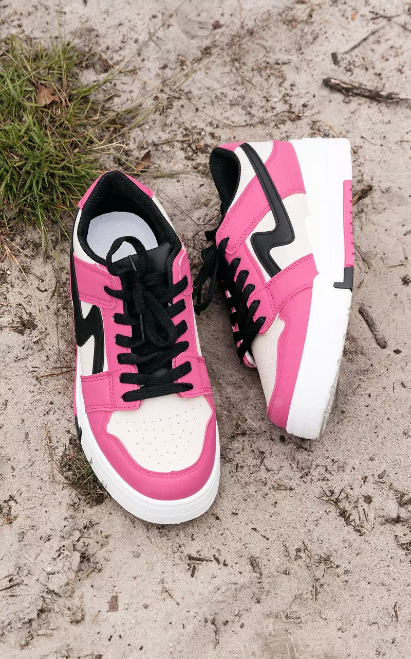 Sneakers with thick sole Cream Fuchsia