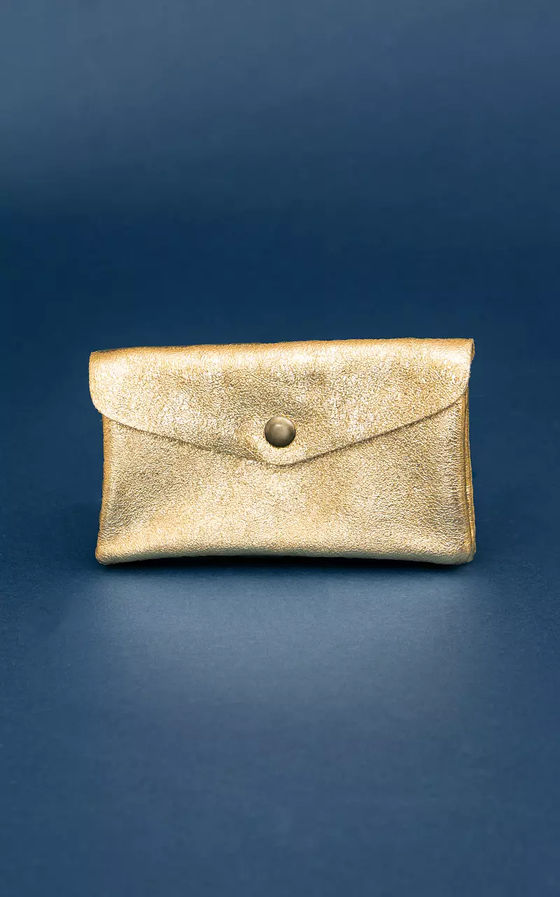 Metallic wallet with press button Gold