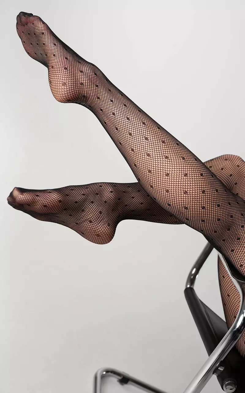 Fishnet tights with dots - Black