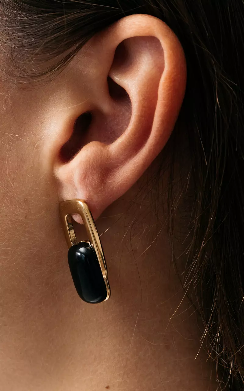 Stainless steel earpins Gold Black