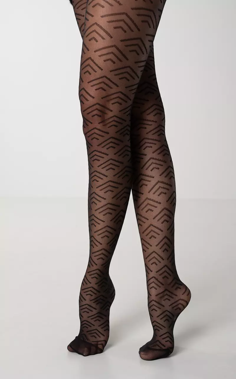 30 DEN tights with pattern Black