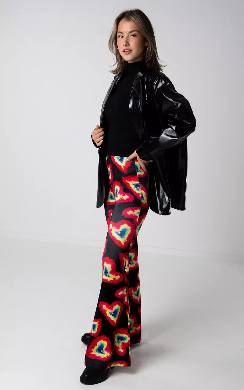 Flared trousers with print Black Pink