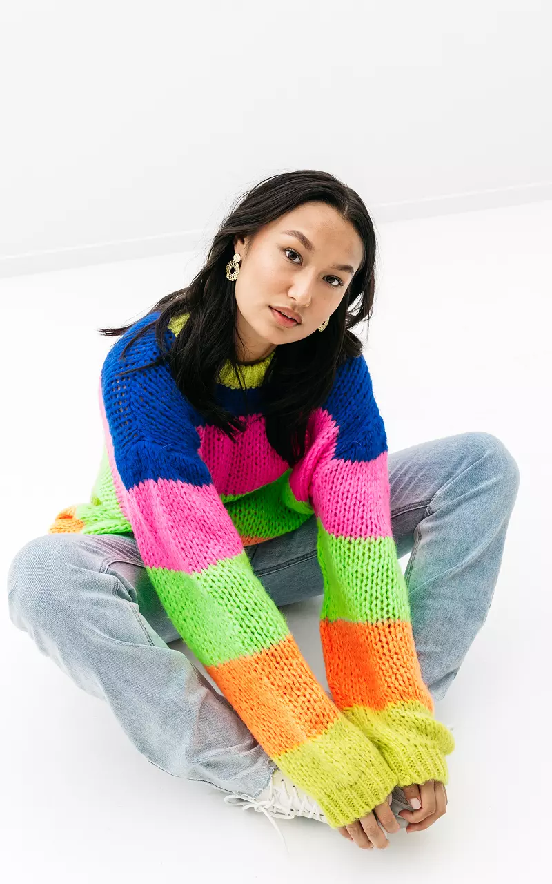 Knitted sweater with round neck Multicolor