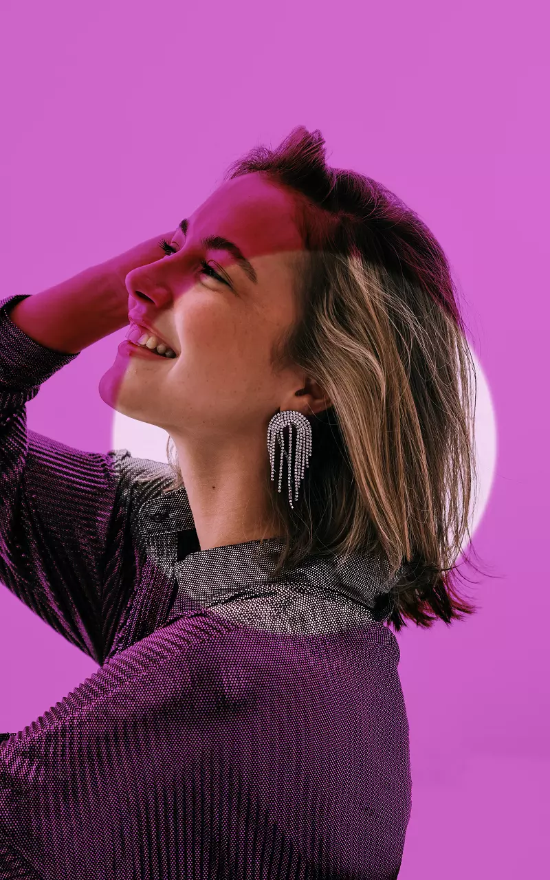 Runde Ohrhänger mit Strasssteinchen Silber