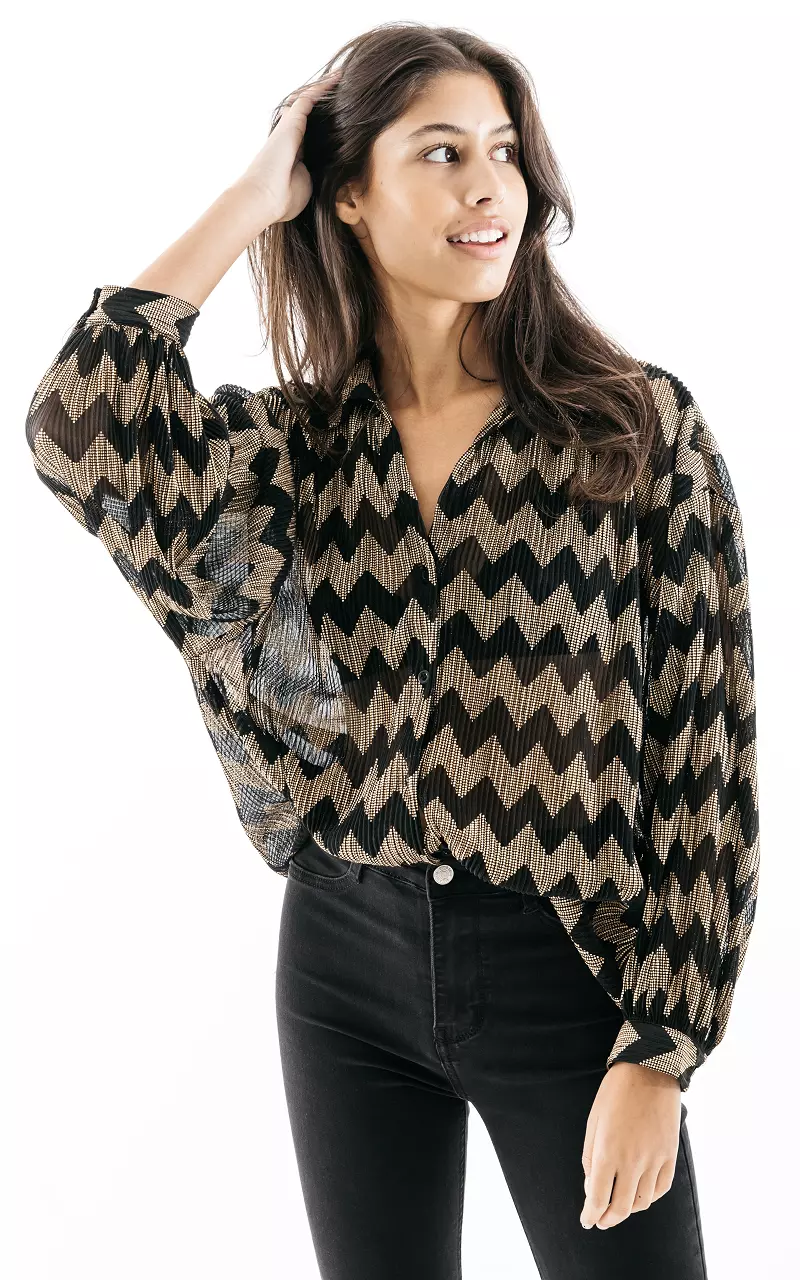 Blouse with glittery details Gold Black